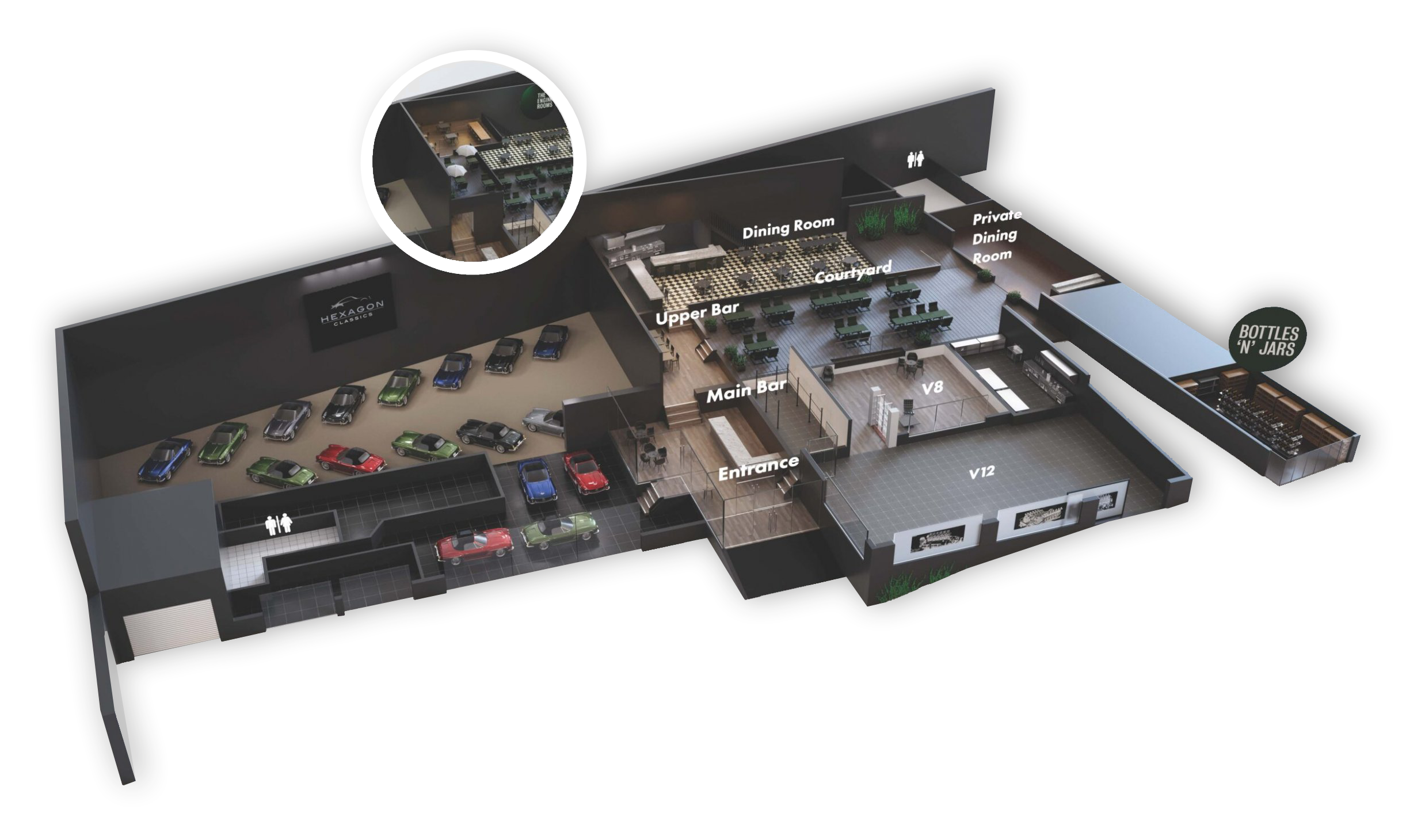 3D image of The Engine Rooms layout